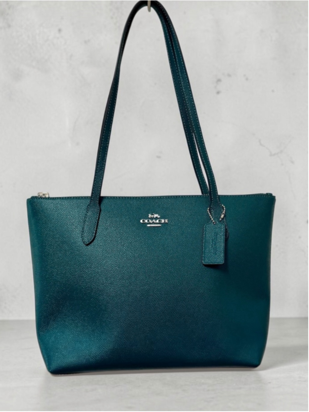 Coach Fiona Zip Tote CW395 Emerald Green Leather Shoulder Bag NWT